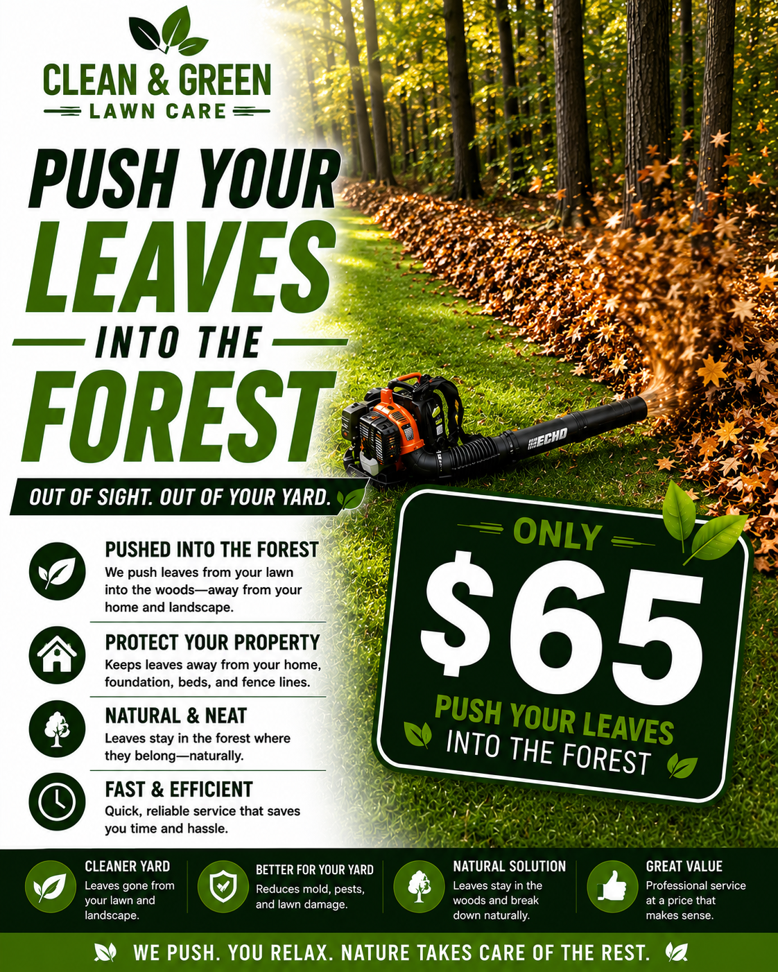 Push leaves into forest